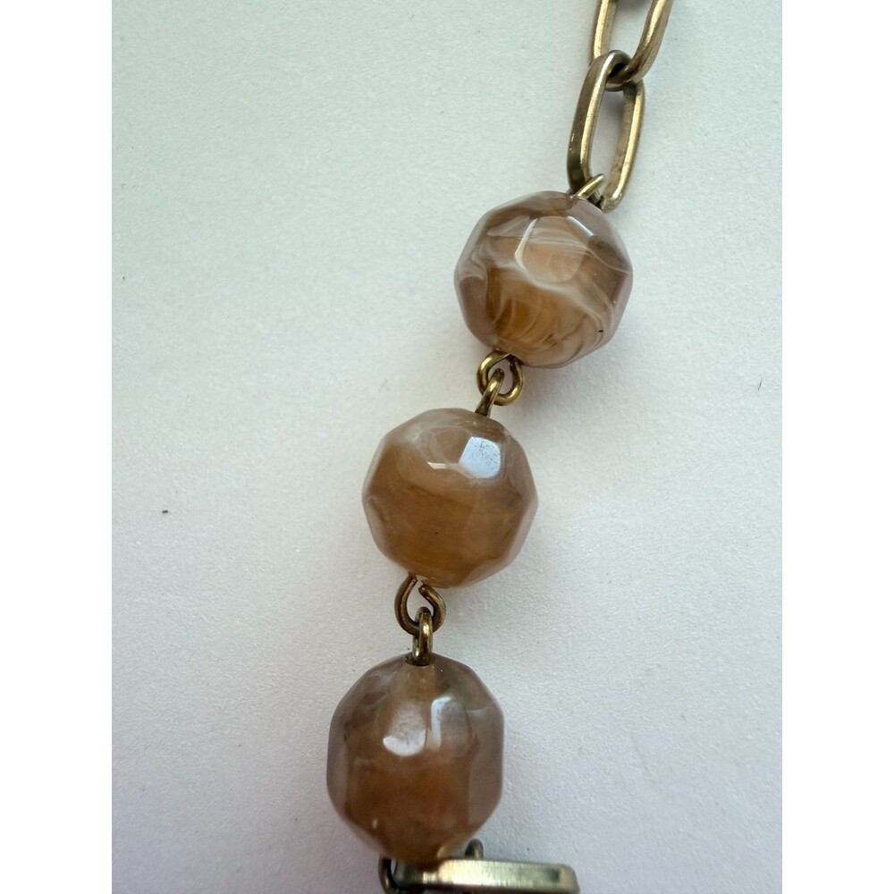Vintage Boho Caramel Marbled Lucite Bead Multi Strand Layered Bib Statement - Picture 3 of 5